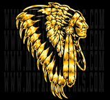 Poplar Indians Chrome Chief Logo