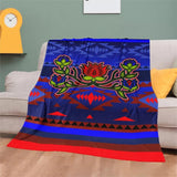 Blue/Red Native Print Floral Blanket