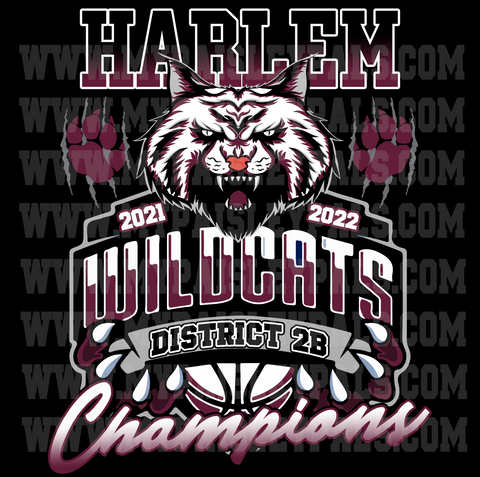 Harlem Wildcats 2021-2022 District 2B Championship Tee
